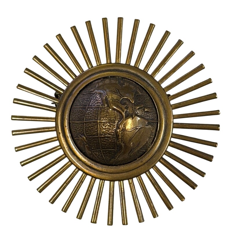 Jan Michaels Atomic Mcm Style Starburst Globe Brooch, Vintage
